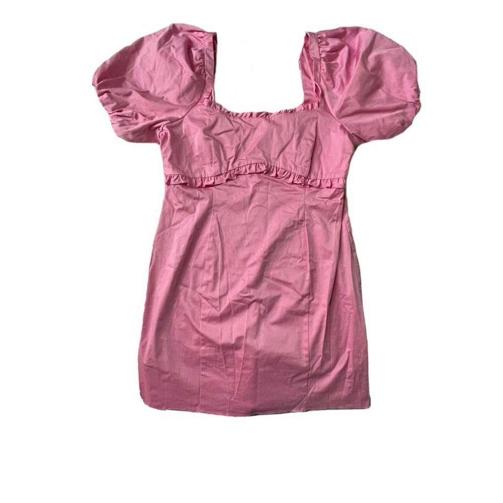 NWT TOPSHOP Mini Dress With Puff Sleeves In Bubblegum Pink Size 14
